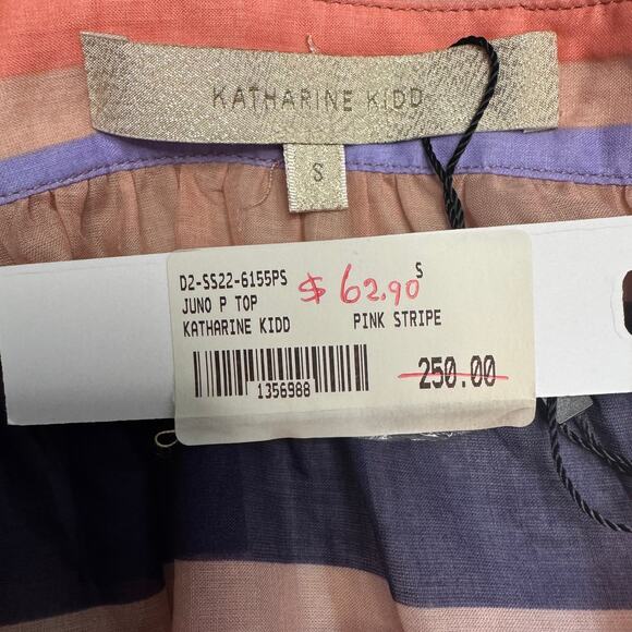 Women's‎ Katharine Kidd Juno Stripe Sheer Blouse Lightweight Feminine Top Small - Picture 4 of 7